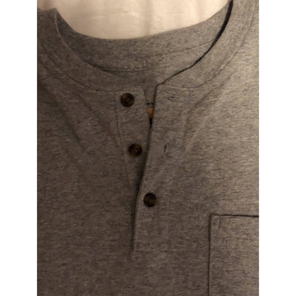 Carhartt Mens Large Original Fit Long Sleeve Henley Pocket T-Shirt Gray